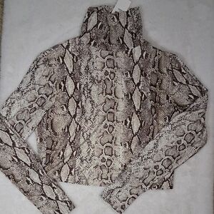 Naked Wardrobe Nude Snakeskin Top